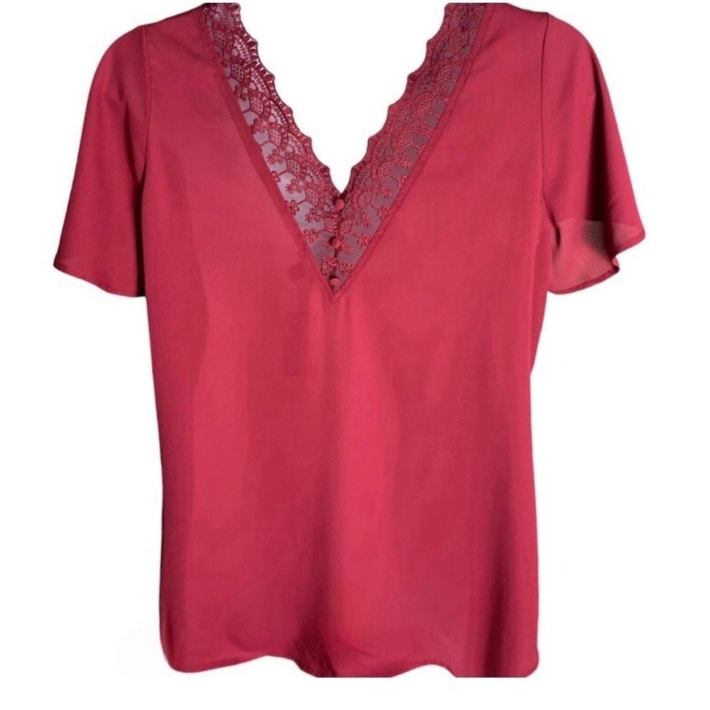 TORRID Georgette Lace Trim V-Neck Blouse NWT Size 1X - Picture 8 of 9